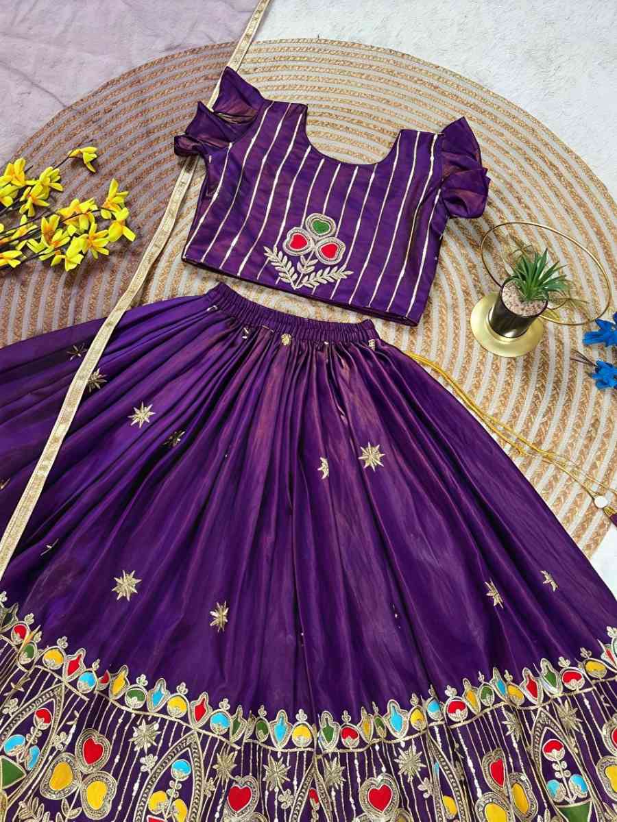 RICH LOOK SINDOOR SILK SEQUENCE EMBROIDERY WORK KID'S LEHENGA CHOLI WITH DUPATTA FESTIVE WEAR WHOLESALE PRICE ETHNIC GARMENT (6)
