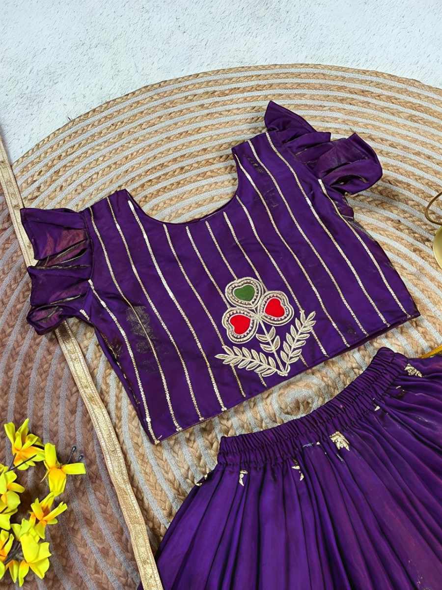 RICH LOOK SINDOOR SILK SEQUENCE EMBROIDERY WORK KID'S LEHENGA CHOLI WITH DUPATTA FESTIVE WEAR WHOLESALE PRICE ETHNIC GARMENT (8)