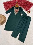 RICH LOOK SLUB COTTON EMBROIDERY WORK TOP BOTTOM WITH DUPATTA FESTIVE WEAR WHOLESALE PRICE ETHNIC GARMENT (7)