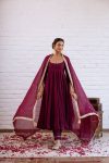 RICH LOOK VICHITRA SILK BEADS WORK GOWN BOTTOM WITH DUPATTA FESTIVE WEAR WHOLESALE PRICE ETHNIC GARMENT (12)