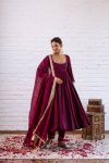 RICH LOOK VICHITRA SILK BEADS WORK GOWN BOTTOM WITH DUPATTA FESTIVE WEAR WHOLESALE PRICE ETHNIC GARMENT (12)