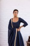 RICH LOOK VICHITRA SILK BEADS WORK GOWN BOTTOM WITH DUPATTA FESTIVE WEAR WHOLESALE PRICE ETHNIC GARMENT (2)
