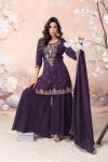 RICH LOOK VICHITRA SILK EMBROIDERY SEQUENCE COADING WORK TOP PALAZZO WITH DUPATTA FESTIVE WEAR WHOLESALE PRICE ETHNIC GARMENT (17)