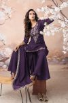 RICH LOOK VICHITRA SILK EMBROIDERY SEQUENCE COADING WORK TOP PALAZZO WITH DUPATTA FESTIVE WEAR WHOLESALE PRICE ETHNIC GARMENT (17)