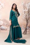 RICH LOOK VICHITRA SILK EMBROIDERY SEQUENCE COADING WORK TOP PALAZZO WITH DUPATTA FESTIVE WEAR WHOLESALE PRICE ETHNIC GARMENT (18)