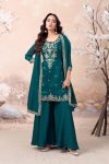 RICH LOOK VICHITRA SILK EMBROIDERY SEQUENCE COADING WORK TOP PALAZZO WITH DUPATTA FESTIVE WEAR WHOLESALE PRICE ETHNIC GARMENT (18)