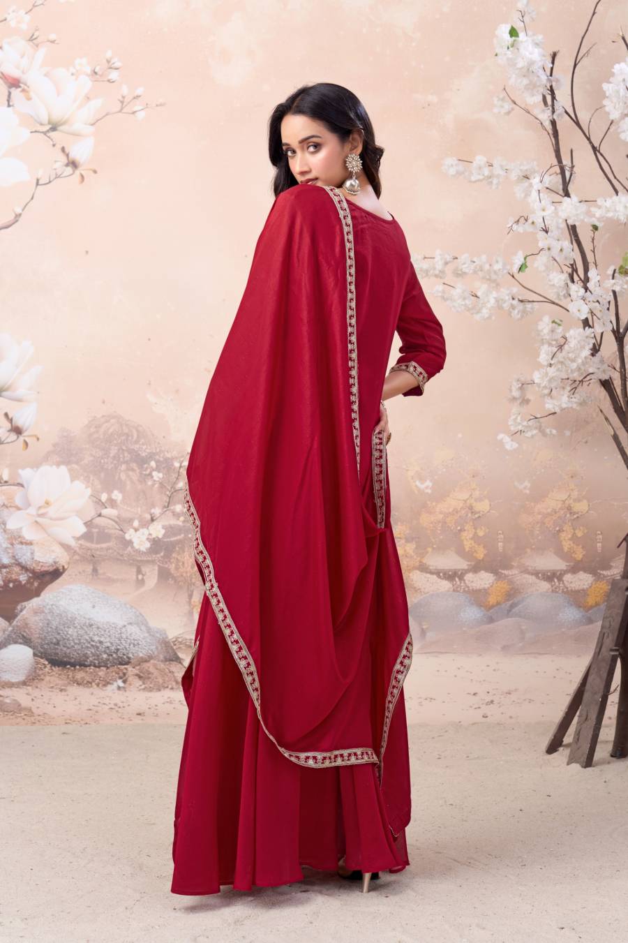 RICH LOOK VICHITRA SILK EMBROIDERY SEQUENCE COADING WORK TOP PALAZZO WITH DUPATTA FESTIVE WEAR WHOLESALE PRICE ETHNIC GARMENT (8)