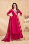 RICH LOOK VICHITRA SILK EMBROIDERY, SEQUENCE & CODING WORK TOP PALAZZO WITH DUPATTA RANI