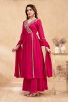 RICH LOOK VICHITRA SILK EMBROIDERY, SEQUENCE & CODING WORK TOP PALAZZO WITH DUPATTA FESTIVE WEAR WHOLESALE PRICE ETHNIC GARMENT (12)
