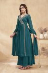 RICH LOOK VICHITRA SILK EMBROIDERY, SEQUENCE & CODING WORK TOP PALAZZO WITH DUPATTA FESTIVE WEAR WHOLESALE PRICE ETHNIC GARMENT (22)