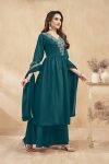 RICH LOOK VICHITRA SILK EMBROIDERY, SEQUENCE & CODING WORK TOP PALAZZO WITH DUPATTA FESTIVE WEAR WHOLESALE PRICE ETHNIC GARMENT (22)