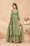 RICH LOOK VICHITRA SILK EMBROIDERY, SEQUENCE & CODING WORK TOP PALAZZO WITH DUPATTA FESTIVE WEAR WHOLESALE PRICE ETHNIC GARMENT (2)