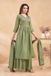 RICH LOOK VICHITRA SILK EMBROIDERY, SEQUENCE & CODING WORK TOP PALAZZO WITH DUPATTA FESTIVE WEAR WHOLESALE PRICE ETHNIC GARMENT (2)