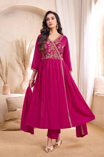 RICH LOOK VICITRA SILK EMBROIDERY, SEQUENCE & CODING WORK TOP BOTTOM WITH DUPATTA RANI
