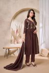RICH LOOK VICITRA SILK EMBROIDERY, SEQUENCE & CODING WORK TOP BOTTOM WITH DUPATTA FESTIVE WEAR WHOLESALE PRICE ETHNIC GARMENT (2)