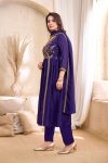 RICH LOOK VICITRA SILK EMBROIDERY, SEQUENCE & CODING WORK TOP BOTTOM WITH DUPATTA FESTIVE WEAR WHOLESALE PRICE ETHNIC GARMENT (7)