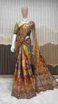 ROYAL LOOK CHINON DIGITAL PRINT WITH MIRROR HANDWORK SAREE WITH UNSTITCHED BLOUSE PARTY WEAR WHOLESALE PRICE ETHNIC GARMENT (2)