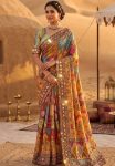 ROYAL LOOK CHINON DIGITAL PRINT WITH MIRROR HANDWORK SAREE WITH UNSTITCHED BLOUSE PARTY WEAR WHOLESALE PRICE ETHNIC GARMENT (2)