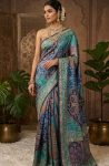 ROYAL LOOK CHINON DIGITAL PRINT WITH MIRROR HANDWORK SAREE WITH UNSTITCHED BLOUSE RECEPTION WEAR WHOLESALE PRICE ETHNIC GARMENT (2)