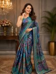 ROYAL LOOK CHINON DIGITAL PRINT WITH MIRROR HANDWORK SAREE WITH UNSTITCHED BLOUSE RECEPTION WEAR WHOLESALE PRICE ETHNIC GARMENT (2)