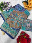 ROYAL LOOK CHINON DIGITAL PRINT WITH MIRROR HANDWORK SAREE WITH UNSTITCHED BLOUSE RECEPTION WEAR WHOLESALE PRICE ETHNIC GARMENT (2)