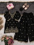 TRADITINAL GEORGETTE EMBROIDERY WORK KID’S TOP PALAZZO WITH DUPATTA FESTIVE WEAR WHOLESALE PRICE ETHNIC GARMENT (6)