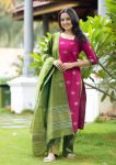 TRENDING ART SILK WEAVING WORK TOP BOTTOM WITH DUPATTA PINK