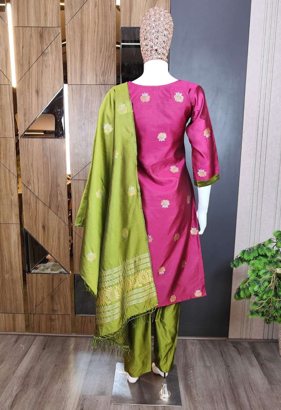 TRENDING ART SILK WEAVING WORK TOP BOTTOM WITH DUPATTA FESTIVE WEAR WHOLESALE PRICE ETHNIC GARMENT (9)