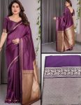 TRENDING BANARASI SILK ZARI WOVEN SAREE WITH UNSTITCHED BLOUSE WINE