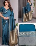 TRENDING BANARASI SILK ZARI WOVEN SAREE WITH UNSTITCHED BLOUSE WEDDIND WEAR WHOLESALE PRICE ETHNIC GARMENT (4)