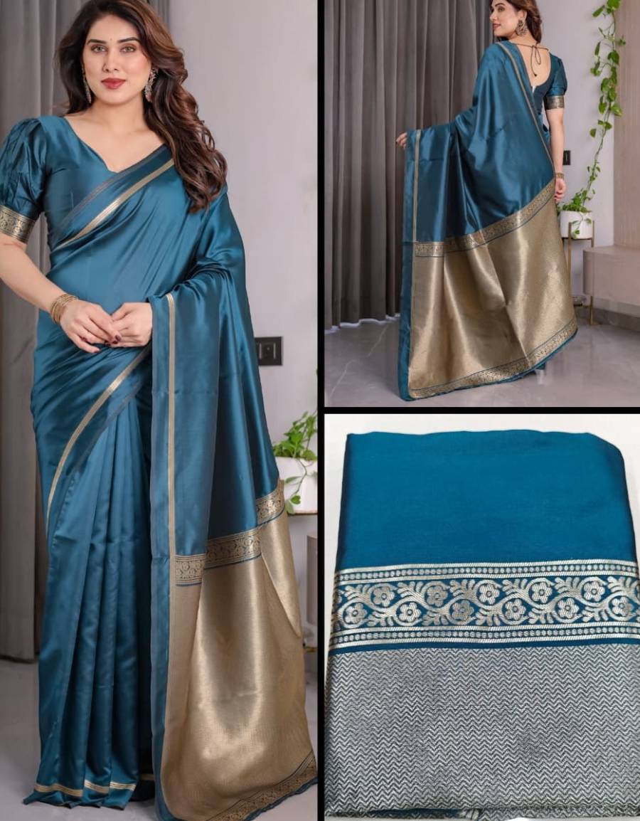TRENDING BANARASI SILK ZARI WOVEN SAREE WITH UNSTITCHED BLOUSE WEDDIND WEAR WHOLESALE PRICE ETHNIC GARMENT (4)