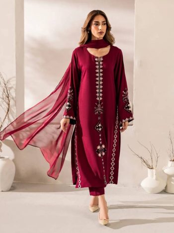 TRENDING CHANDERI COTTON EMBROIDERY SEQUENCE WORK  TOP BOTTOM WITH DUPATTA RANI