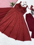 TRENDING CHANDERI JACQUARD BUTTI FANCY LACE WORK GOWN BOTTOM WITH DUPATTA WEDDING WEAR WHOLESALE PRICE ETHNIC GARMENT (13)