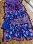 TRENDING CHINON AJRAK DIGITAL PRINT WITH REAL MIRROR WORK WITH KODI LACE BORDER WORK SAREE WITH UNSTITCHED BLOUSE FESTIVE WEAR WHOLESALE PRICE ETHNIC GARMENT (2)