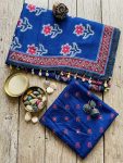 TRENDING CHINON AJRAK DIGITAL PRINT WITH REAL MIRROR WORK WITH KODI LACE BORDER WORK SAREE WITH UNSTITCHED BLOUSE FESTIVE WEAR WHOLESALE PRICE ETHNIC GARMENT (2)