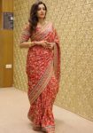 TRENDING CHINON DIGITAL PRINT WITH MIRROR HANDWORK  SAREE WITH UNSTITCHED BLOUSE RANI