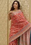 TRENDING CHINON DIGITAL PRINT WITH MIRROR HANDWORK SAREE WITH UNSTITCHED BLOUSE PARTY WEAR WHOLESALE PRICE ETHNIC GARMENT (2)