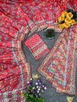 TRENDING CHINON DIGITAL PRINT WITH MIRROR HANDWORK SAREE WITH UNSTITCHED BLOUSE PARTY WEAR WHOLESALE PRICE ETHNIC GARMENT (2)