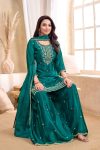 TRENDING CHINON EMBROIDERY, SEQUENCE & CODING WORK TOP PALAZZO WITH DUPATTA FESTIVE WEAR WHOLESALE PRICE ETHNIC GARMENT (8)