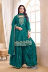 TRENDING CHINON EMBROIDERY, SEQUENCE & CODING WORK TOP PALAZZO WITH DUPATTA FESTIVE WEAR WHOLESALE PRICE ETHNIC GARMENT (8)