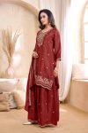 TRENDING CHINON EMBROIDERY, SEQUENCE & CODING WORK TOP PALAZZO WITH DUPATTA FESTIVE WEAR WHOLESALE PRICE ETHNIC GARMENT (2)