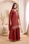 TRENDING CHINON EMBROIDERY, SEQUENCE & CODING WORK TOP PALAZZO WITH DUPATTA FESTIVE WEAR WHOLESALE PRICE ETHNIC GARMENT (2)