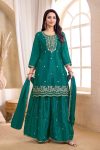 TRENDING CHINON EMBROIDERY, SEQUENCE & CODING WORK TOP PALAZZO WITH DUPATTA FESTIVE WEAR WHOLESALE PRICE ETHNIC GARMENT (8)