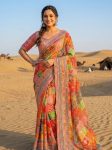 TRENDING CHINON SILK DIGITAL PRINTED WITH BEAUTIFUL MIRROR HANDWORK SAREE WITH STITCHED BLOUSE PARTY WEAR WHOLESALE PRICE ETHNIC GARMENT (4)