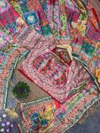 TRENDING CHINON SILK DIGITAL PRINTED WITH BEAUTIFUL MIRROR HANDWORK SAREE WITH STITCHED BLOUSE PARTY WEAR WHOLESALE PRICE ETHNIC GARMENT (4)