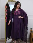 TRENDING COTTON EMBROIDERY WORK TOP BOTTOM WITH DUPATTA PURPLE