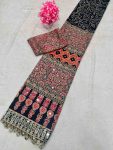 TRENDING CREPE SILK AJARAKH PRINT WITH REAL MIRROR WORK SAREE WITH UNSTITCHED BLOUSE FESTIVE WEAR WHOLESALE PRICE ETHNIC GARMENT (15)