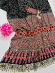 TRENDING CREPE SILK AJARAKH PRINT WITH REAL MIRROR WORK SAREE WITH UNSTITCHED BLOUSE FESTIVE WEAR WHOLESALE PRICE ETHNIC GARMENT (15)