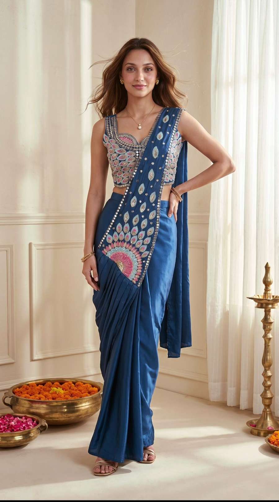 TRENDING CREPE SILK EMBROIDEY SEQUENCE MULTI THREAD WORK READY TO WEAR SAREE CASUAL WEAR WHOLESALE PRICE ETHNIC GARMENT (19)