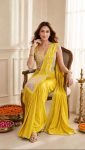 TRENDING CREPE SILK EMBROIDEY SEQUENCE MULTI THREAD WORK READY TO WEAR SAREE CASUAL WEAR WHOLESALE PRICE ETHNIC GARMENT (25)